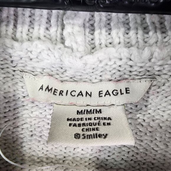 Womens White Red American Eagle Knit Sweater Retro Mock Neck Long Sleeve Size M - Picture 7 of 12